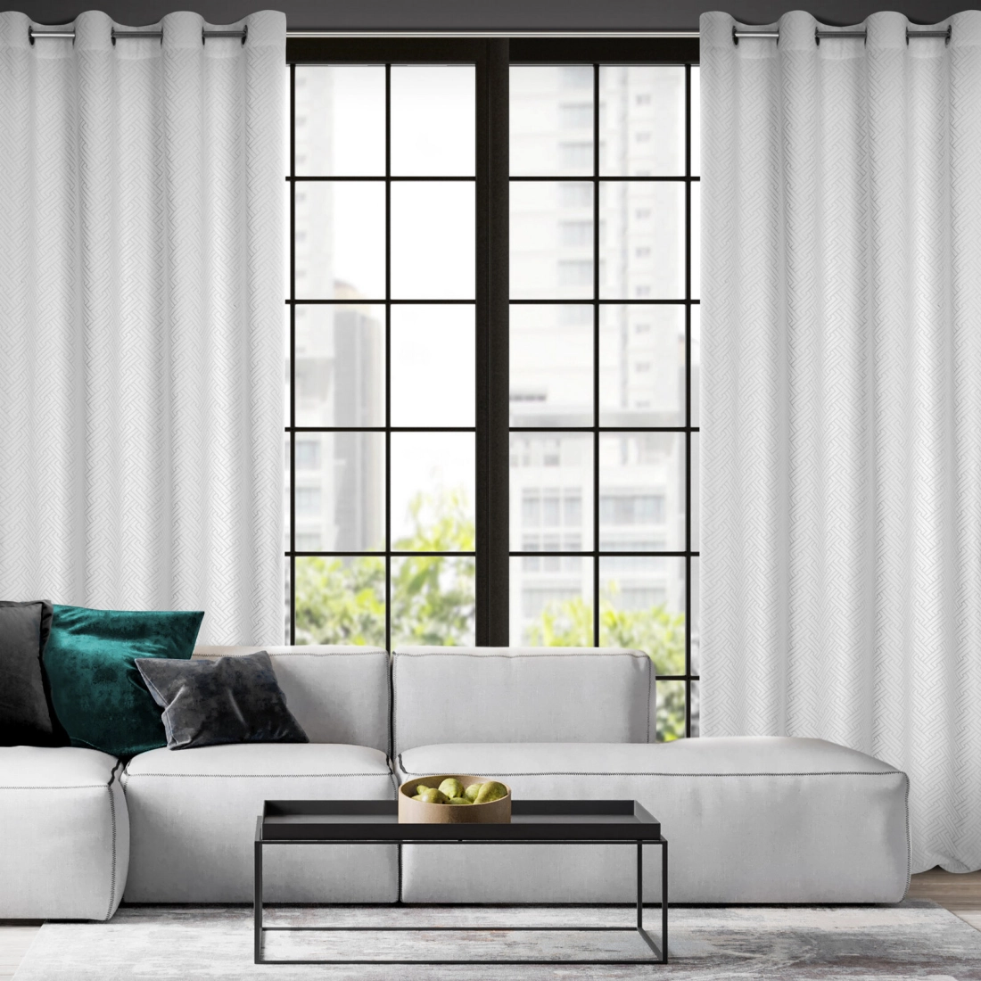 Záves 140x250 cm zamatový biely na kovové krúžky ISLA