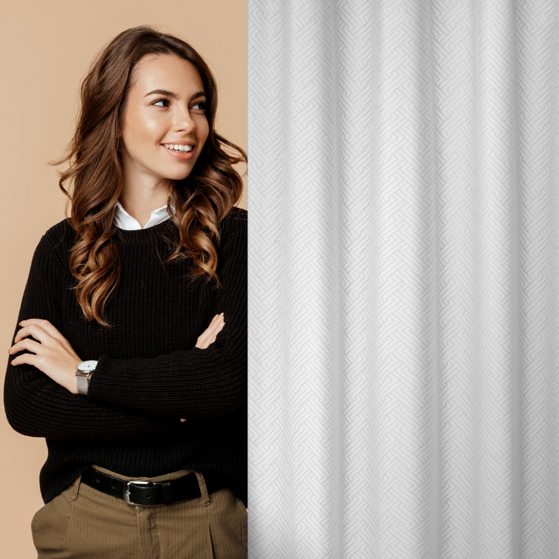 Záves 140x250 cm zamatový biely na kovové krúžky ISLA