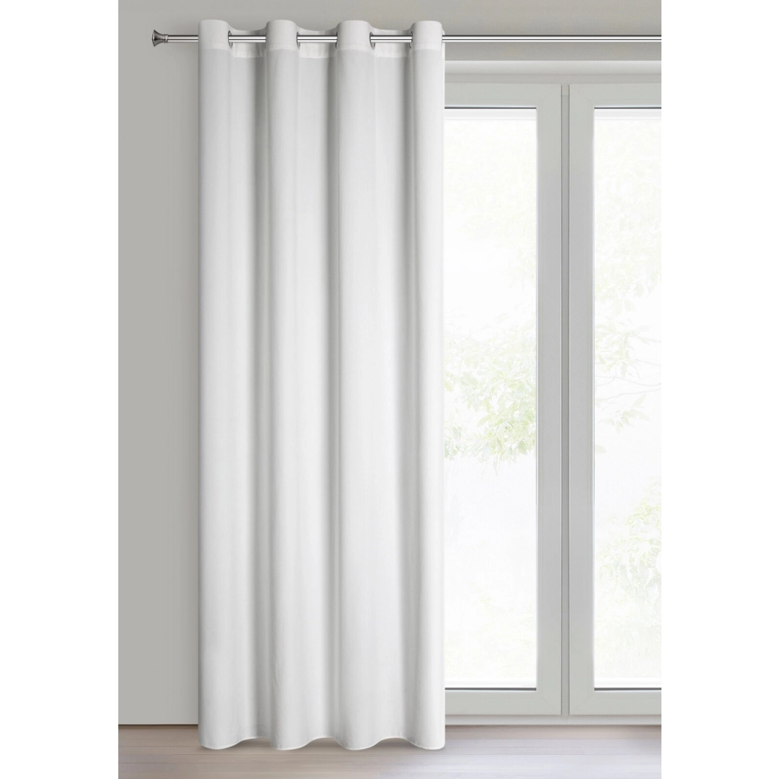 Záves 140x250 cm zamatový biely na kovové krúžky PASCAL