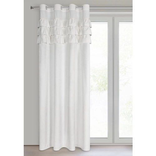 Záves 140x250 cm zamatový biely na kovové krúžky SAMI