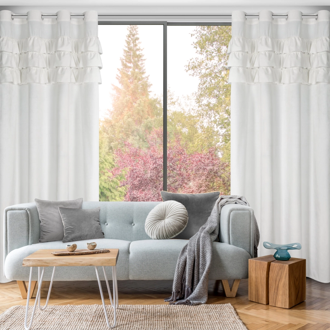 Záves 140x250 cm zamatový biely na kovové krúžky SAMI