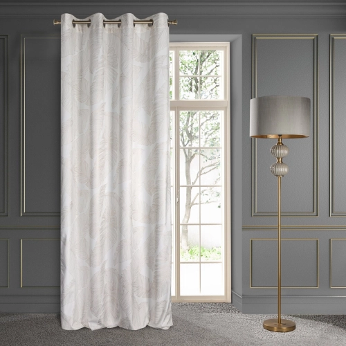 Záves 140x250 cm zamatový biely, šampanský na kovové krúžky LUNA 2 - Limited Collection