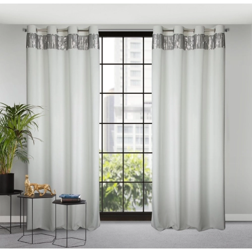 Záves 140x250 cm zamatový biely, strieborný na kovové krúžky JASPER