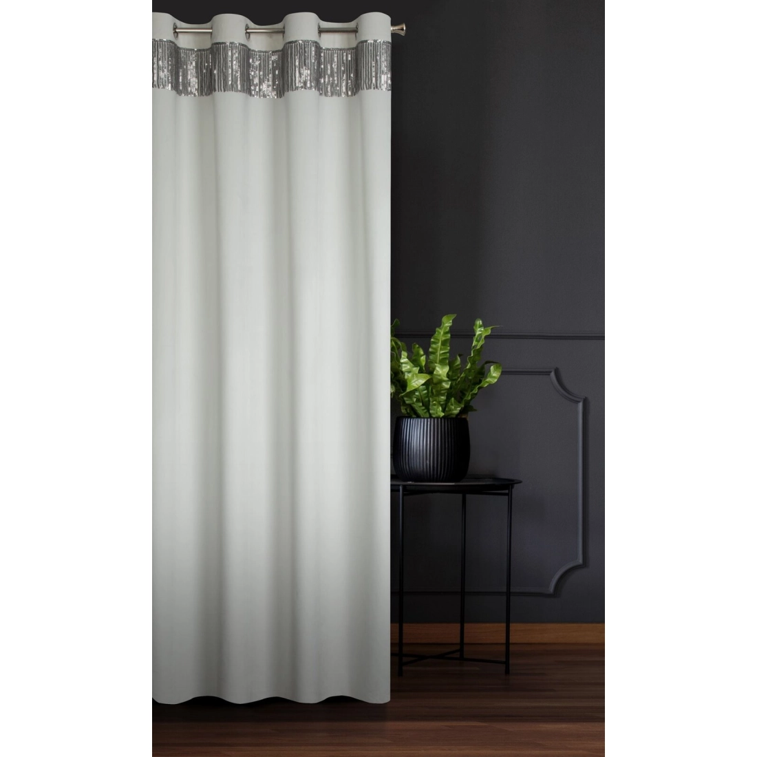 Záves 140x250 cm zamatový biely, strieborný na kovové krúžky JASPER