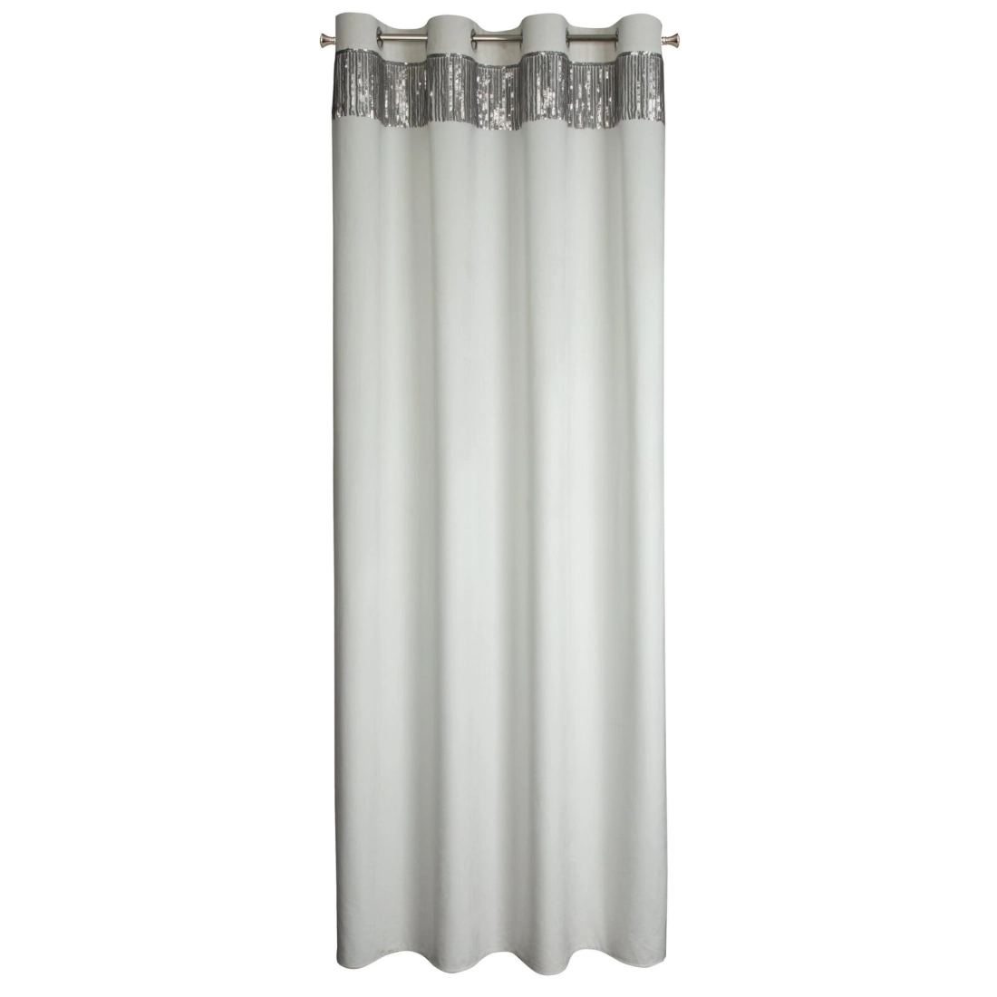 Záves 140x250 cm zamatový biely, strieborný na kovové krúžky JASPER