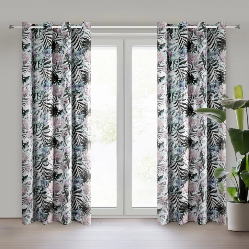 Záves 140x250 cm zamatový biely strieborný na kovové krúžky MALIBU