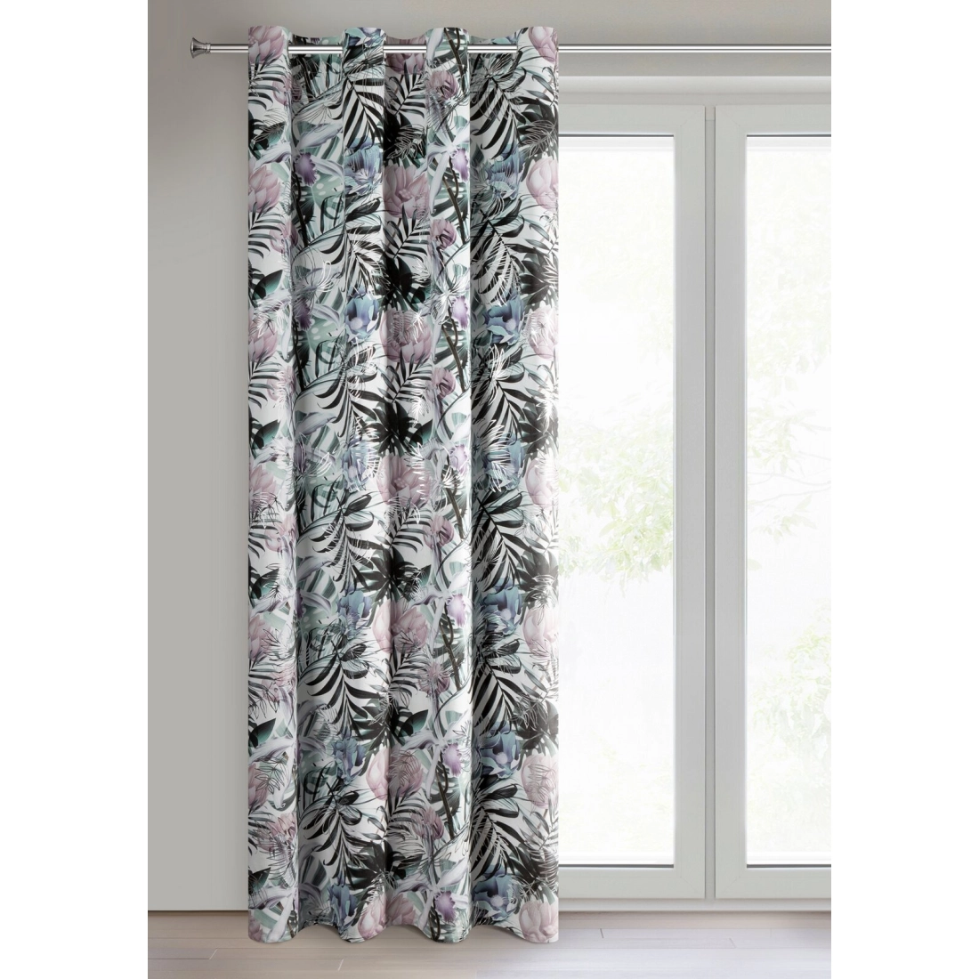 Záves 140x250 cm zamatový biely strieborný na kovové krúžky MALIBU