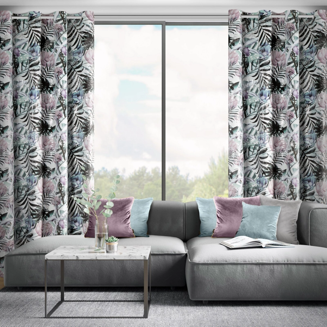 Záves 140x250 cm zamatový biely strieborný na kovové krúžky MALIBU