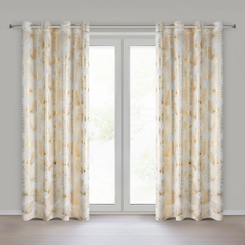 Záves 140x250 cm zamatový biely zlatistý na kovové krúžky ZARIA