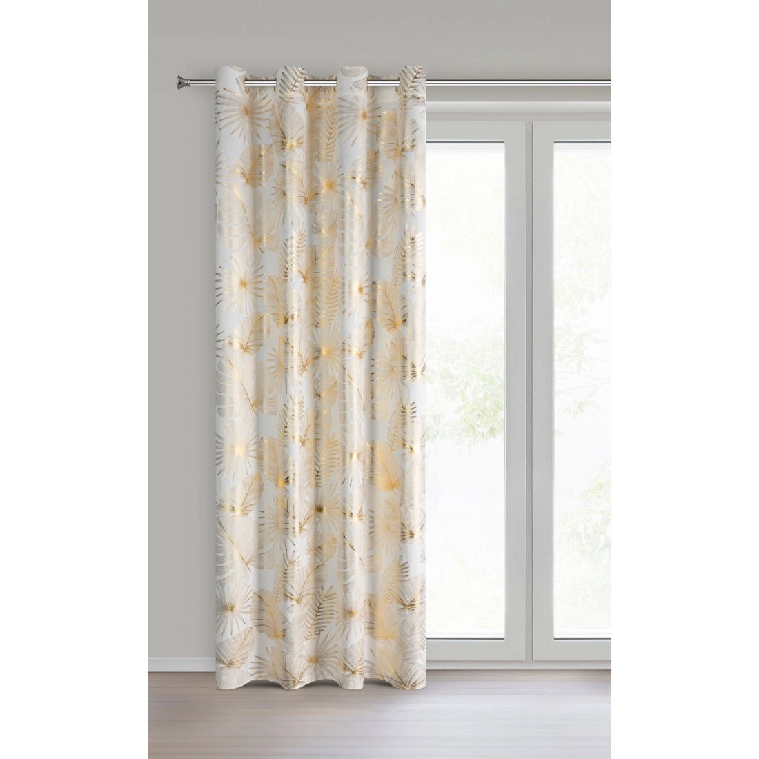 Záves 140x250 cm zamatový biely zlatistý na kovové krúžky ZARIA