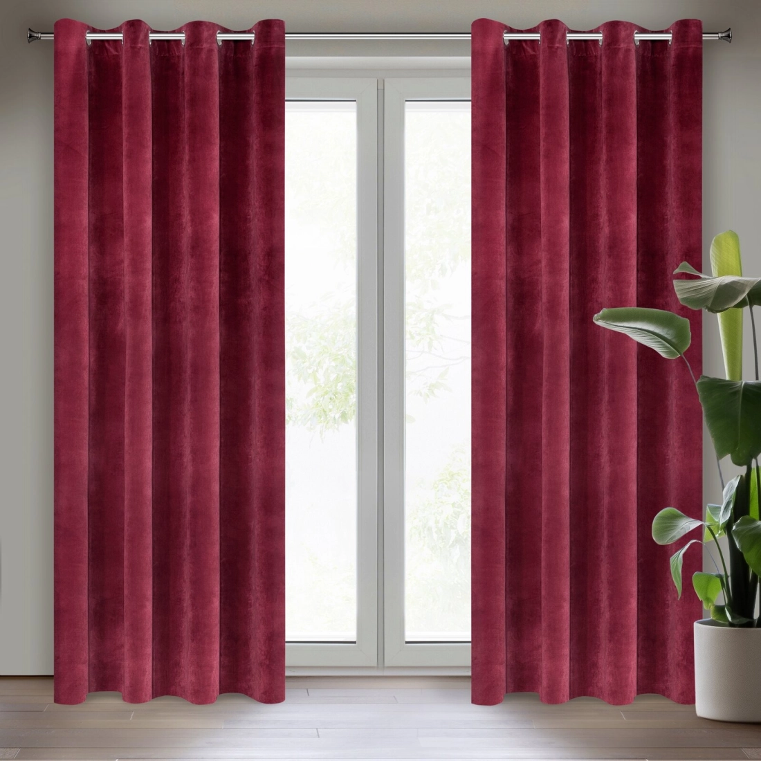 Záves 140x250 cm zamatový bordový na kovové krúžky RIA Diva Line