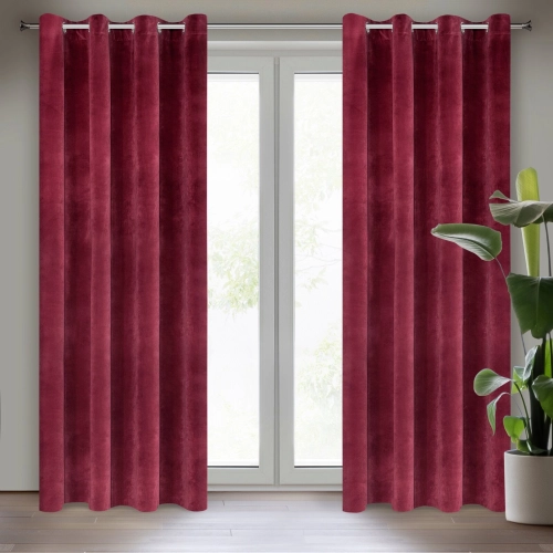 Záves 140x250 cm zamatový bordový na kovové krúžky RIA Diva Line