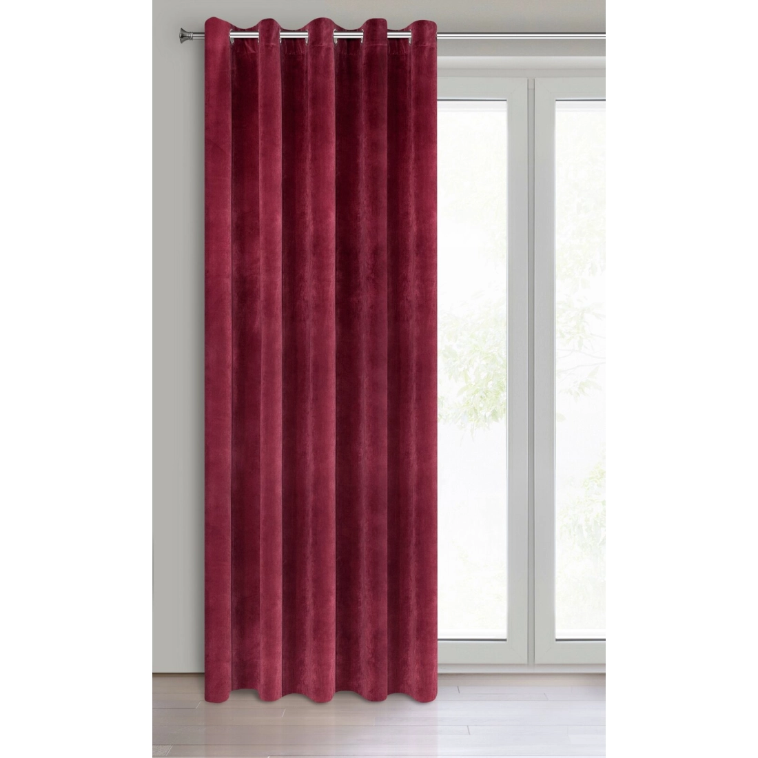 Záves 140x250 cm zamatový bordový na kovové krúžky VILLA