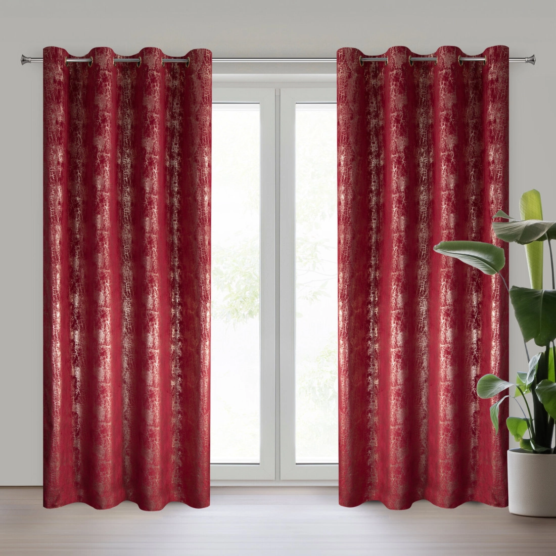 Záves 140x250 cm zamatový bordový šampanský na kovové krúžky INGRID