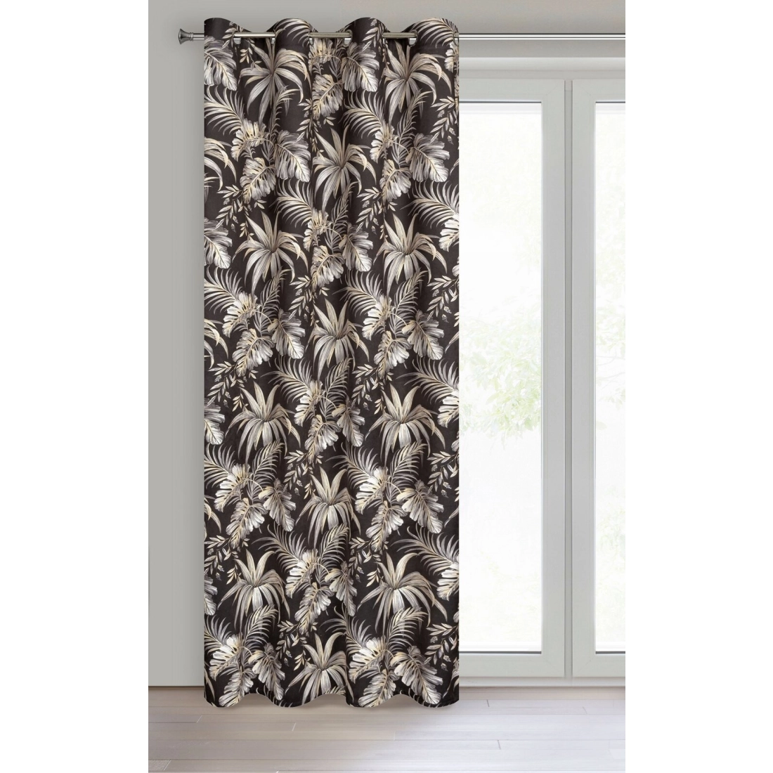 Závěs 140x250 cm sametový černo-béžový na kovových kroužcích MAGI