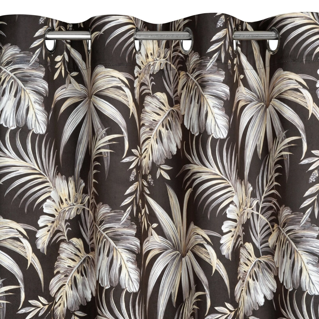 Závěs 140x250 cm sametový černo-béžový na kovových kroužcích MAGI