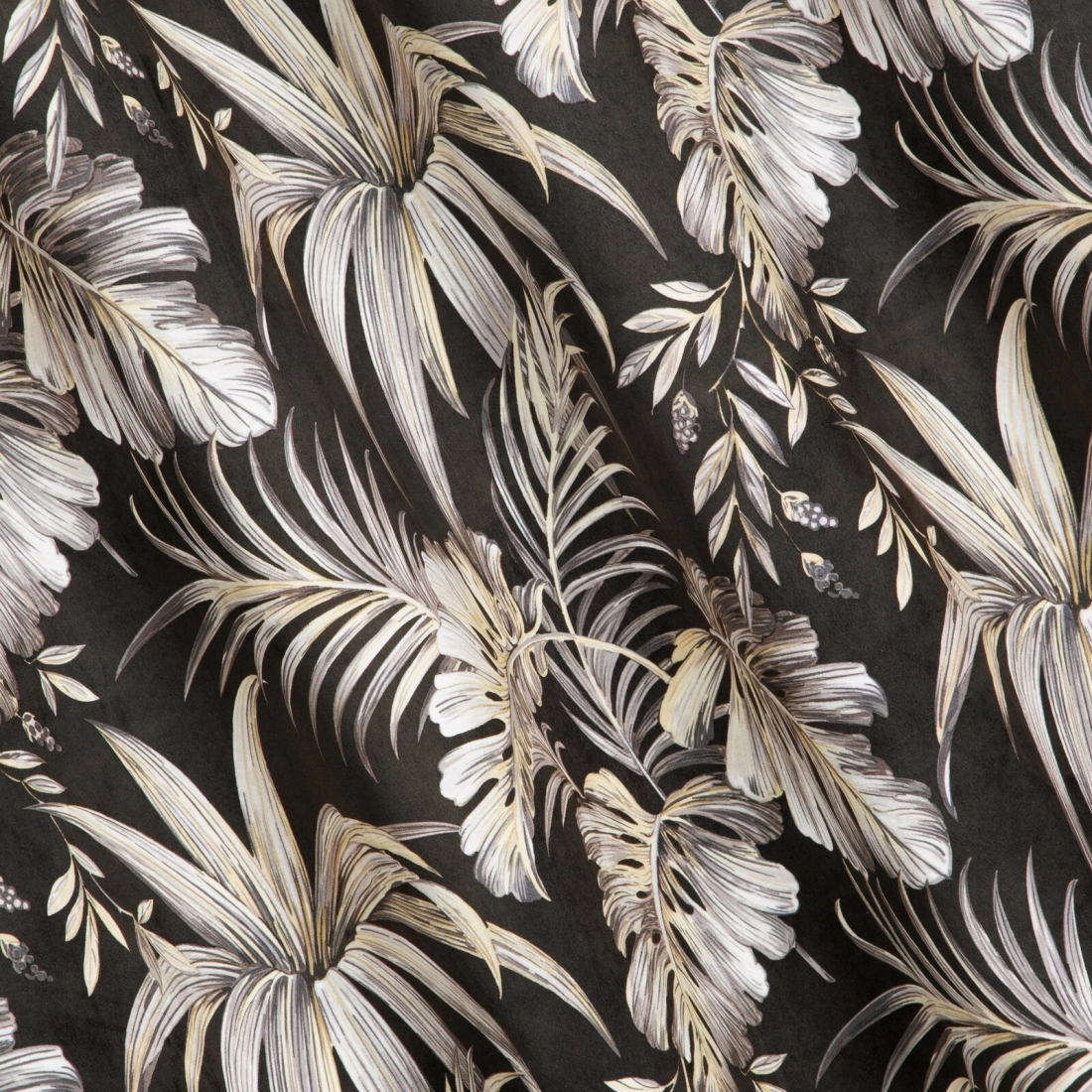 Závěs 140x250 cm sametový černo-béžový na kovových kroužcích MAGI