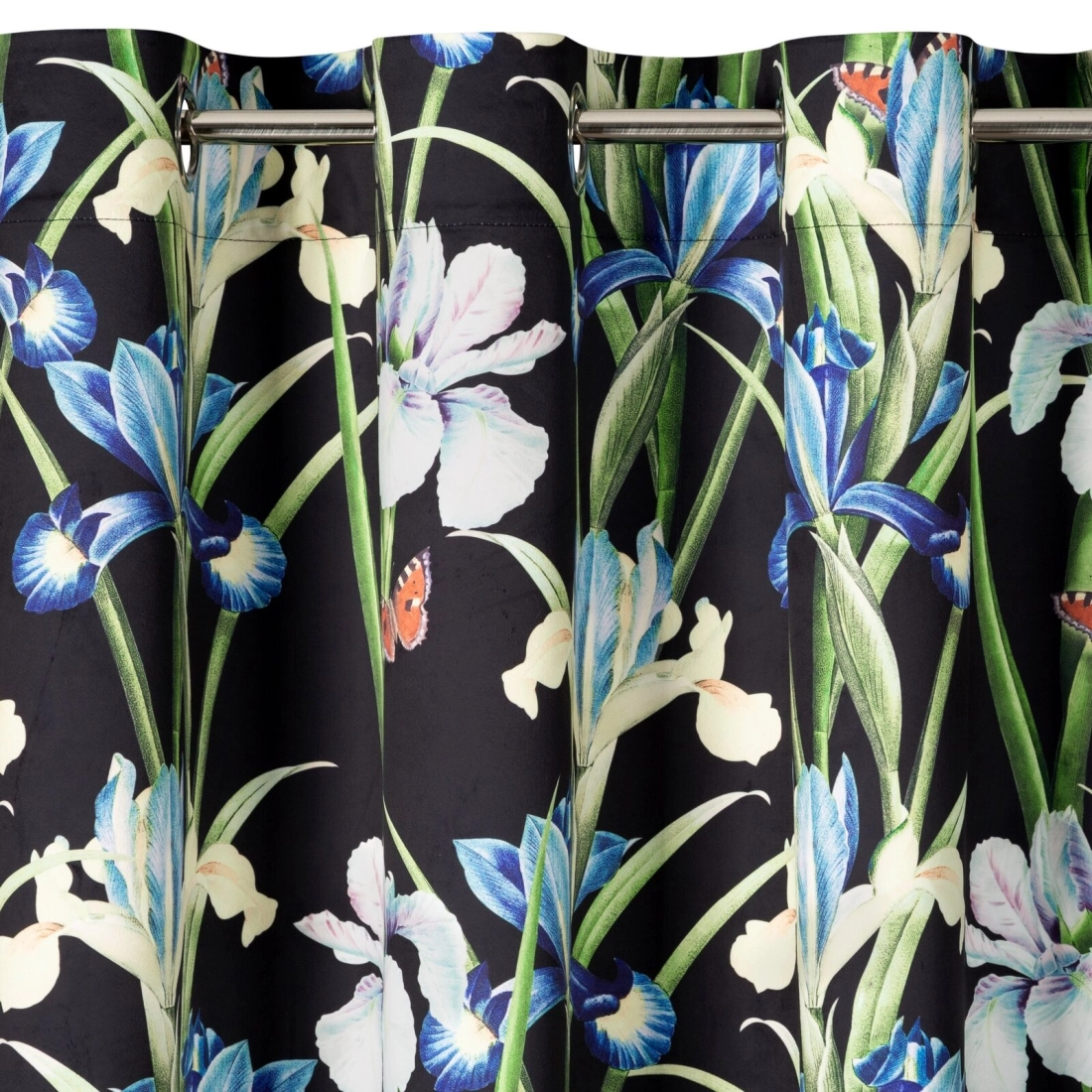 Záves 140x250 cm zamatový čierno-modrý na kovové krúžky MAJA