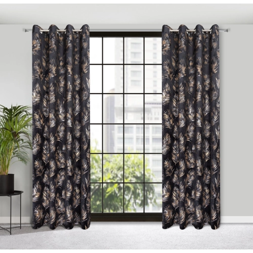 Záves 140x250 cm zamatový čierno šampanský na kovové krúžky GLORIA 2