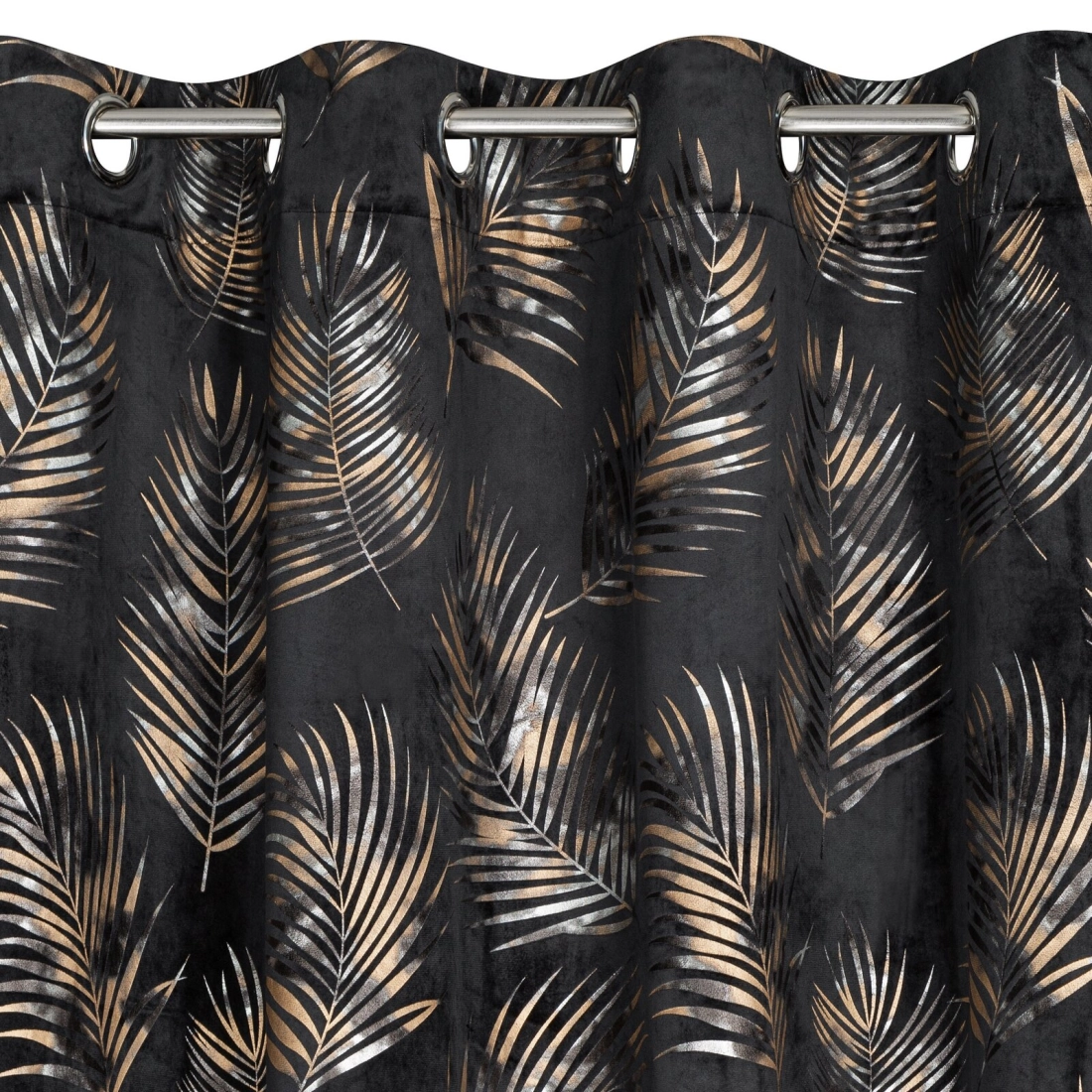 Záves 140x250 cm zamatový čierno šampanský na kovové krúžky GLORIA 2