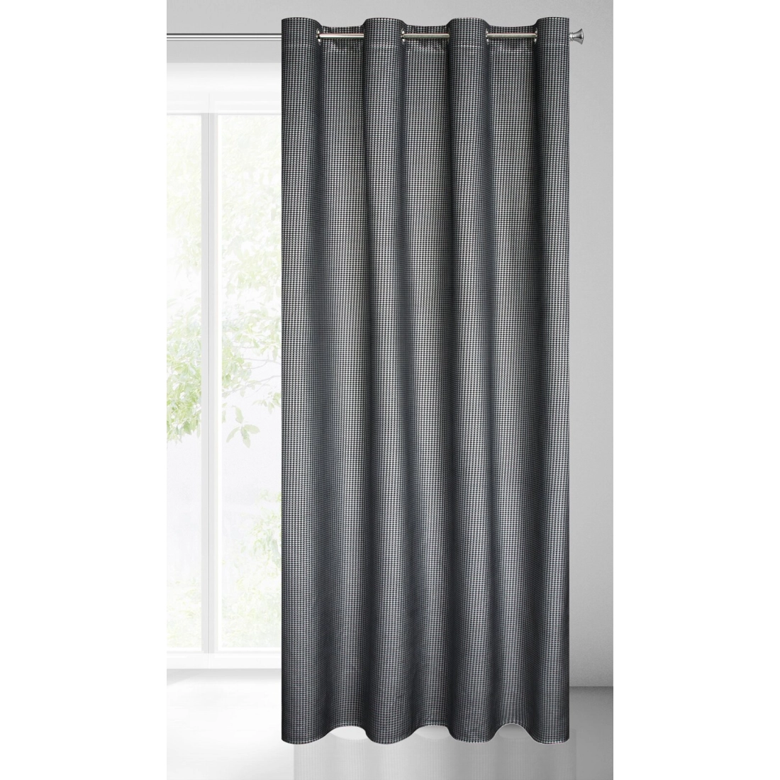 Záves 140x250 cm zamatový čierno-strieborný na kovové krúžky DARCY