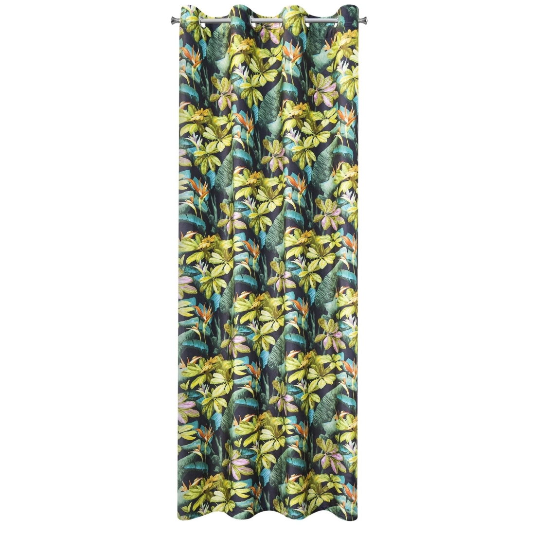 Záves 140x250 cm zamatový čierno-zelený na kovové krúžky LIVY