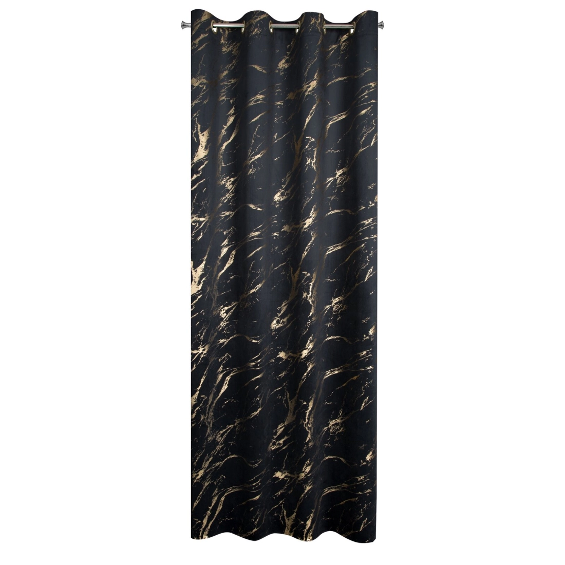 Záves 140x250 cm zamatový čierno-zlatistý na kovové krúžky MOLLY