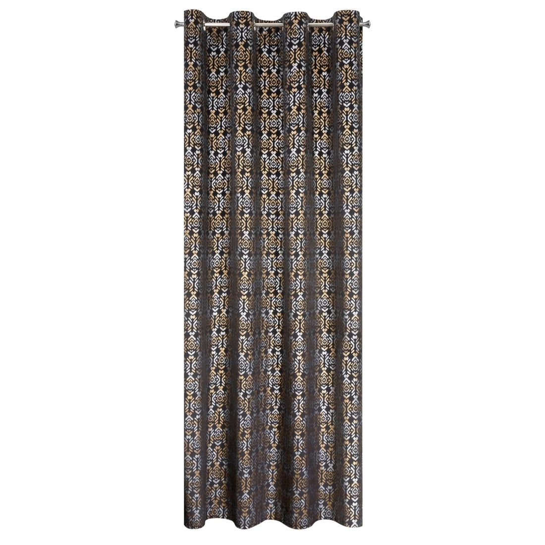 Záves 140x250 cm zamatový čierno-zlatý na kovové krúžky LAURA