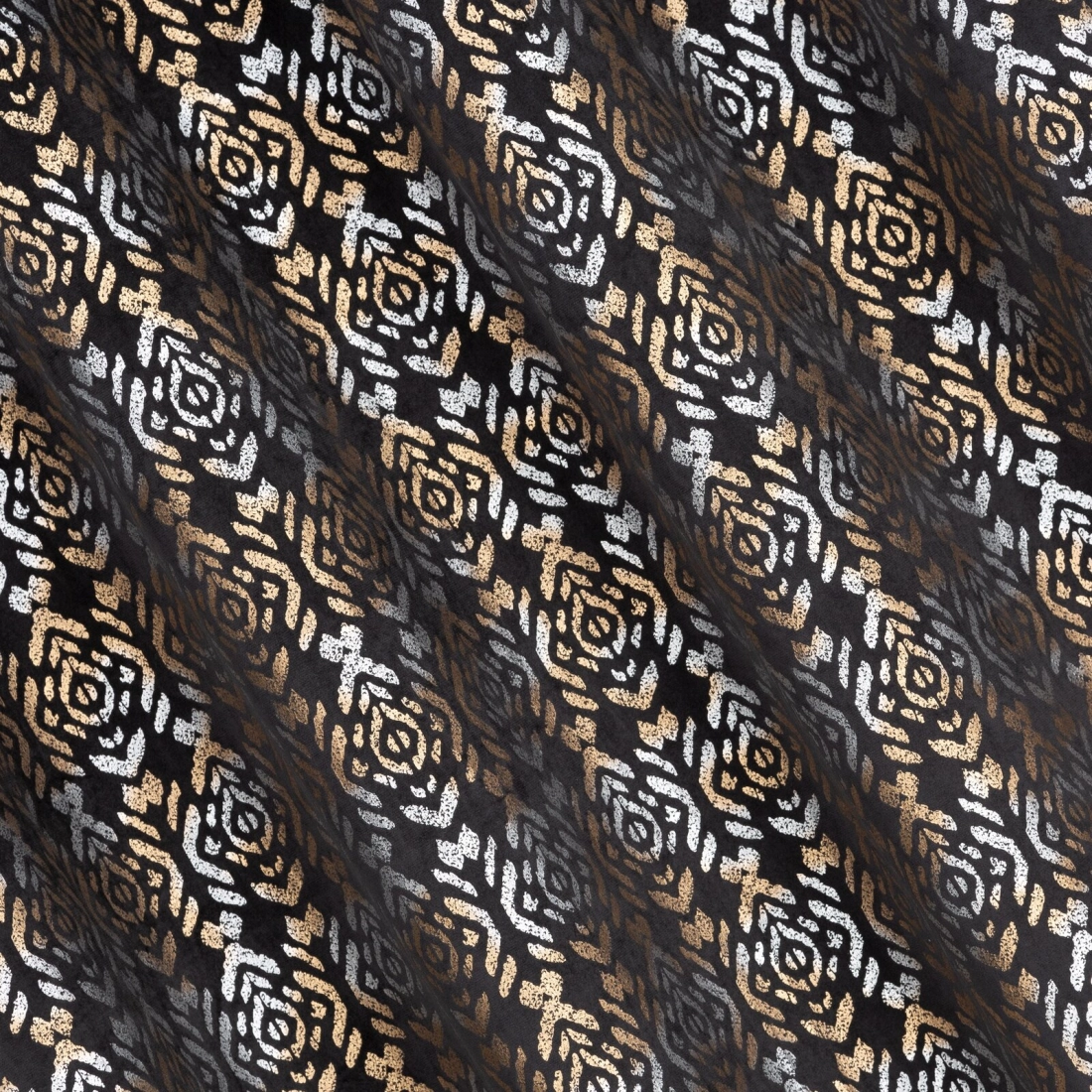 Záves 140x250 cm zamatový čierno-zlatý na kovové krúžky LAURA