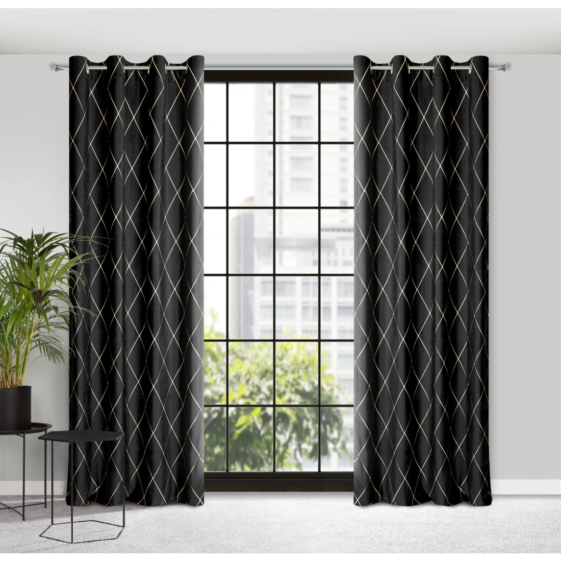 Záves 140x250 cm zamatový čierno zlatý na kovové krúžky MARGO Pierre Cardin