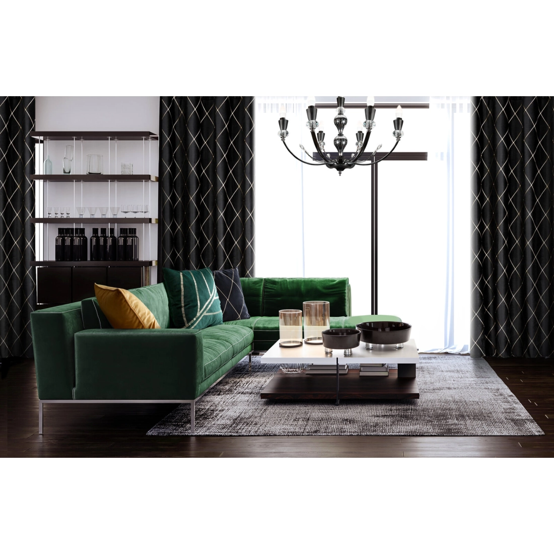 Záves 140x250 cm zamatový čierno zlatý na kovové krúžky MARGO Pierre Cardin