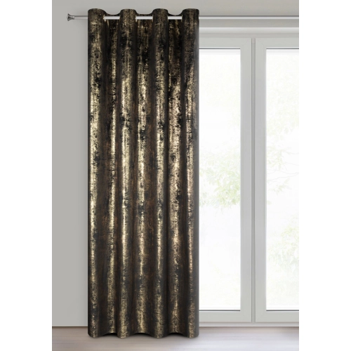 Záves 140x250 cm zamatový čierno zlatý na kovové krúžky RENIA
