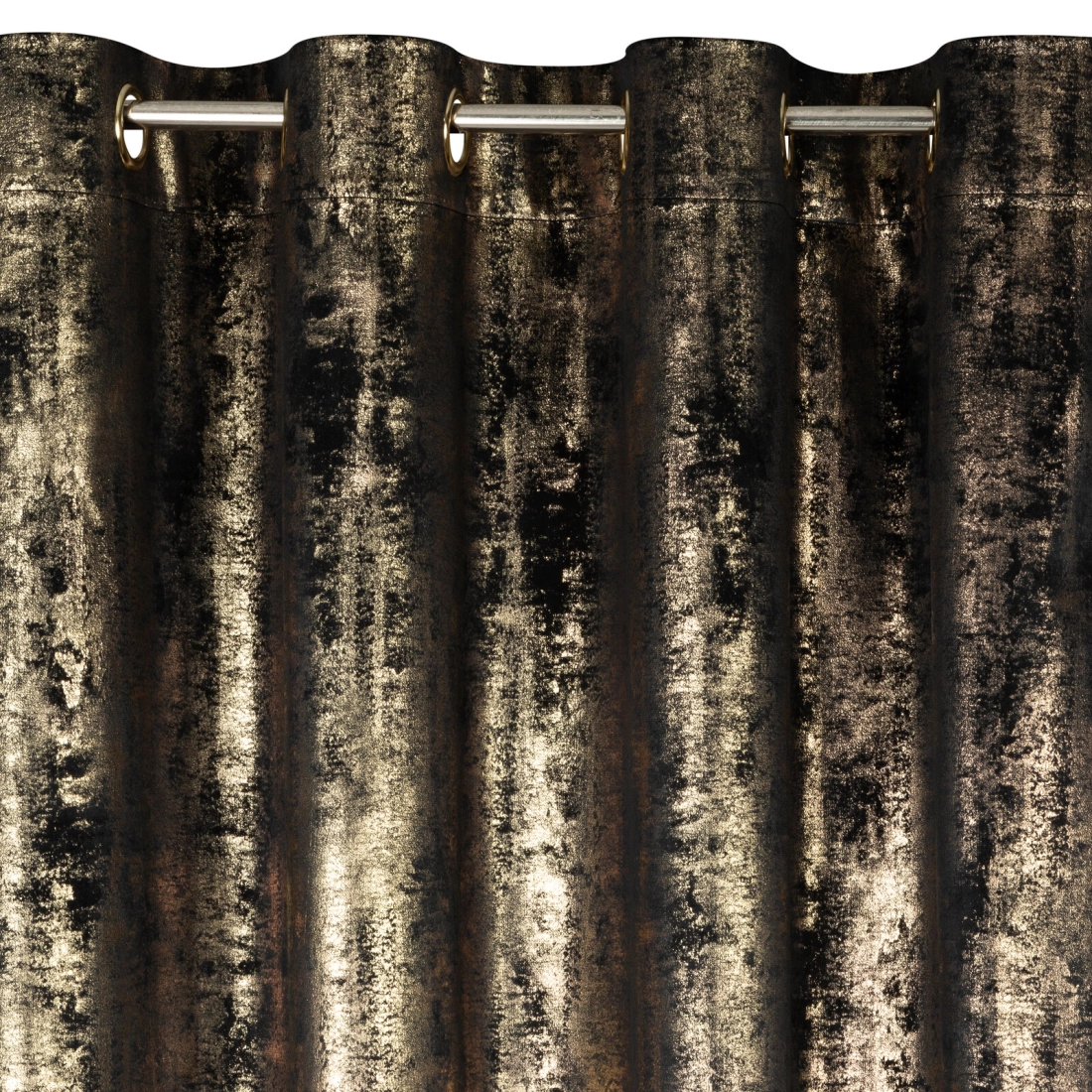 Záves 140x250 cm zamatový čierno zlatý na kovové krúžky RENIA