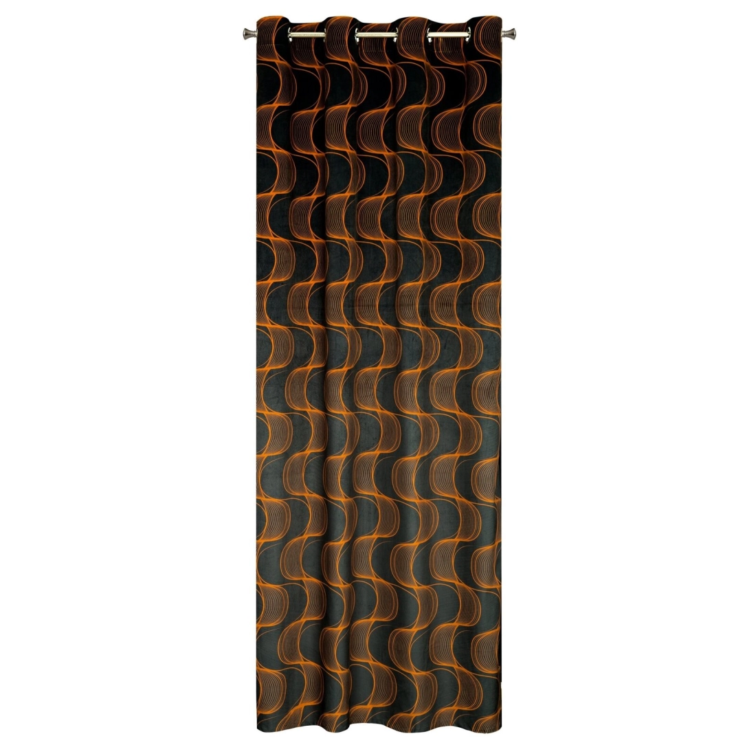 Záves 140x250 cm zamatový čierny, hrdzavý na kovové krúžky POLA