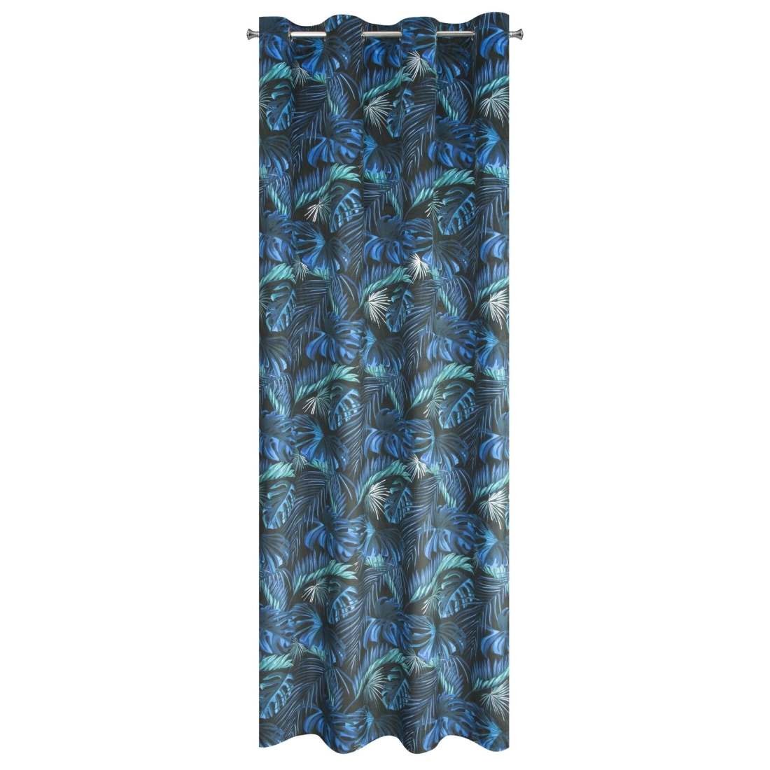 Záves 140x250 cm zamatový čierny, modrý na kovové krúžky LAVIN