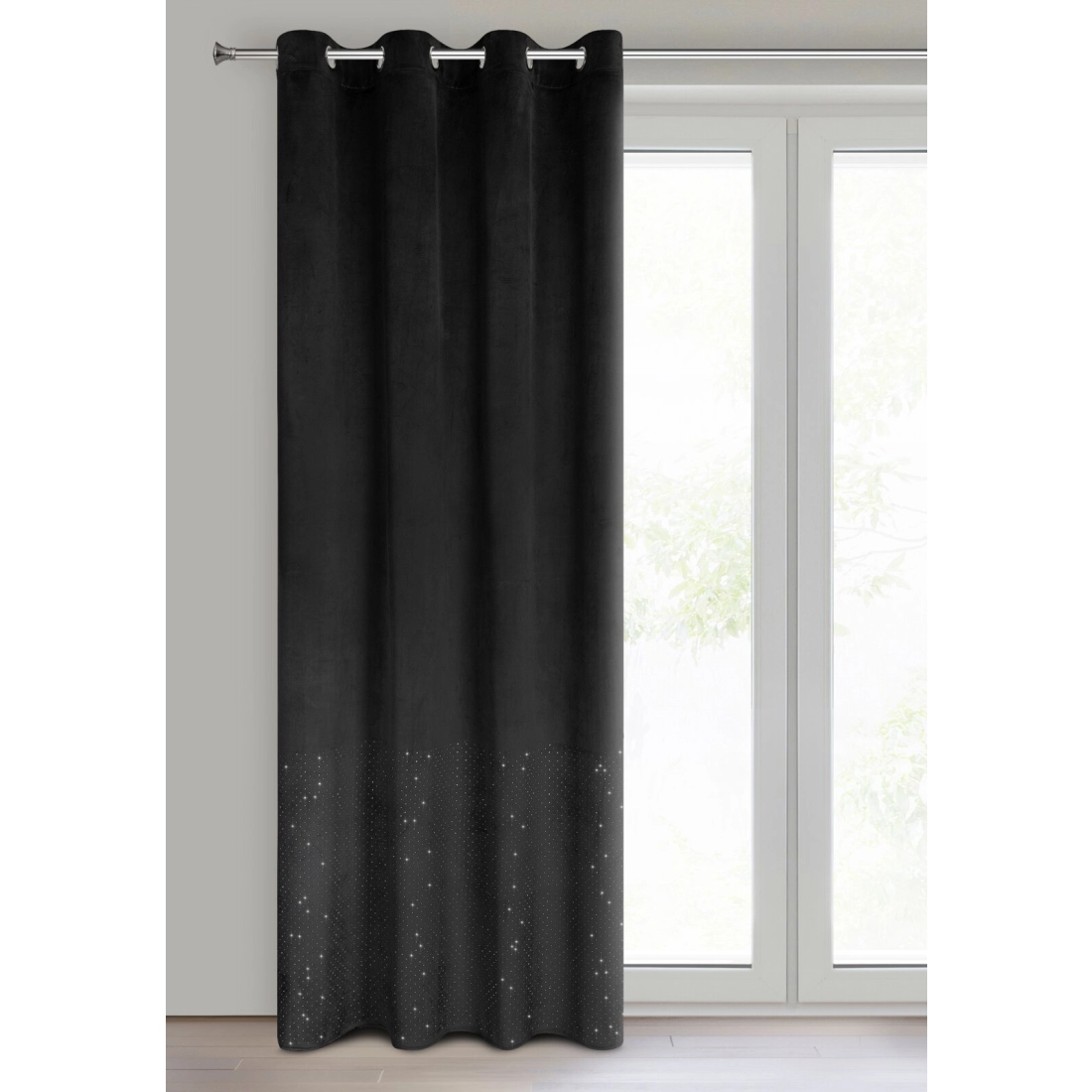 Záves 140x250 cm zamatový čierny na kovové krúžky ARIADNA