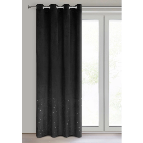 Záves 140x250 cm zamatový čierny na kovové krúžky ARIADNA