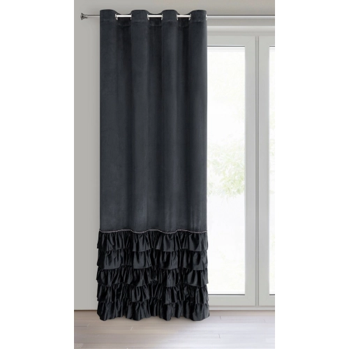 Záves 140x250 cm zamatový čierny na kovové krúžky CARLI