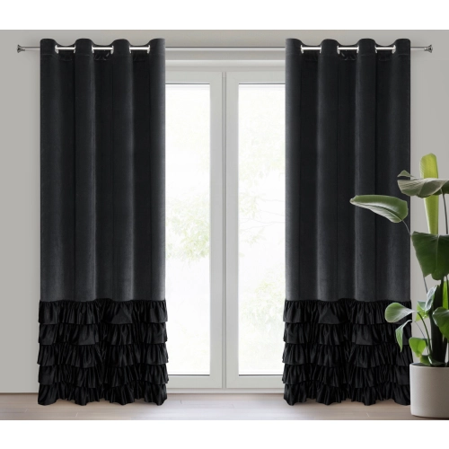 Záves 140x250 cm zamatový čierny na kovové krúžky DANI
