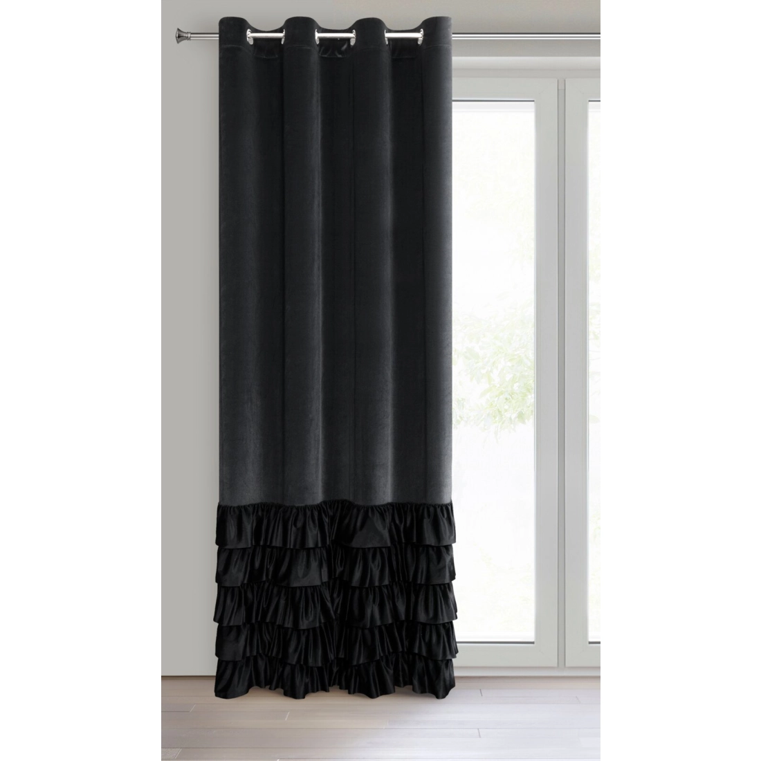 Záves 140x250 cm zamatový čierny na kovové krúžky DANI