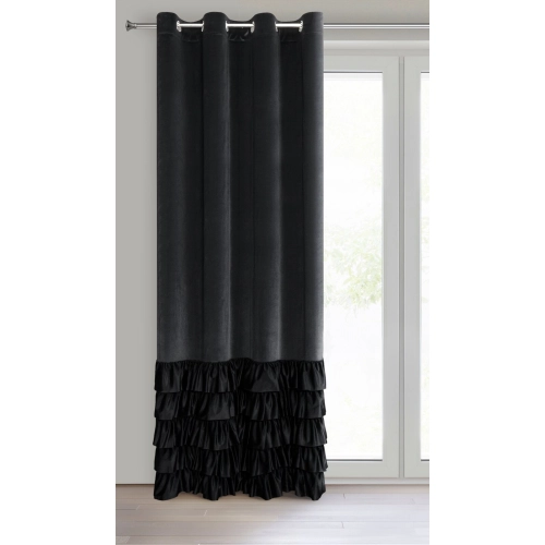 Záves 140x250 cm zamatový čierny na kovové krúžky DANI