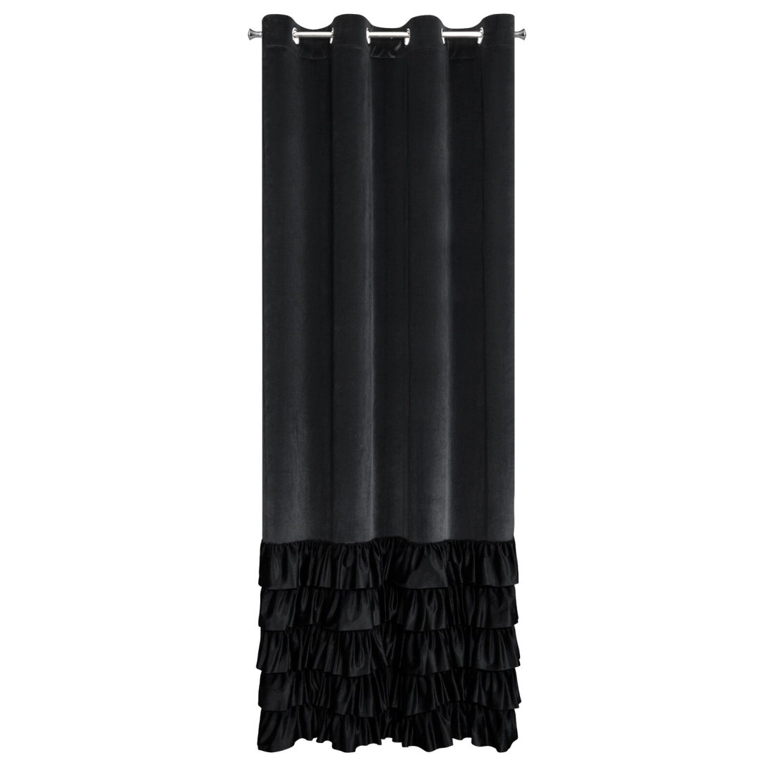 Záves 140x250 cm zamatový čierny na kovové krúžky DANI