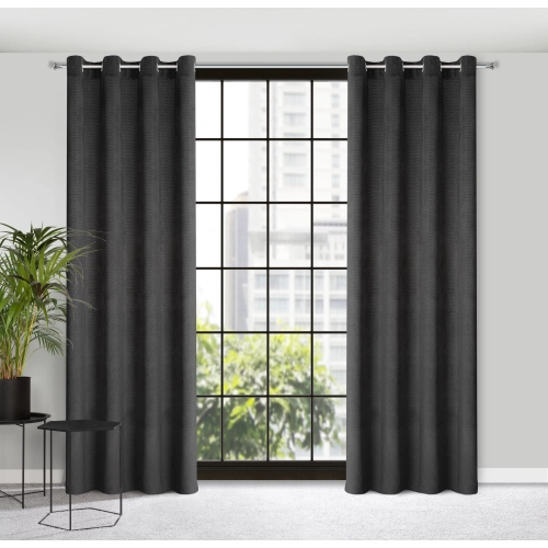 Závěs 140 x 250 cm sametový černý na kovových kroužcích ELIZA