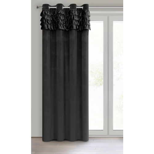 Záves 140x250 cm zamatový čierny na kovové krúžky ERIN