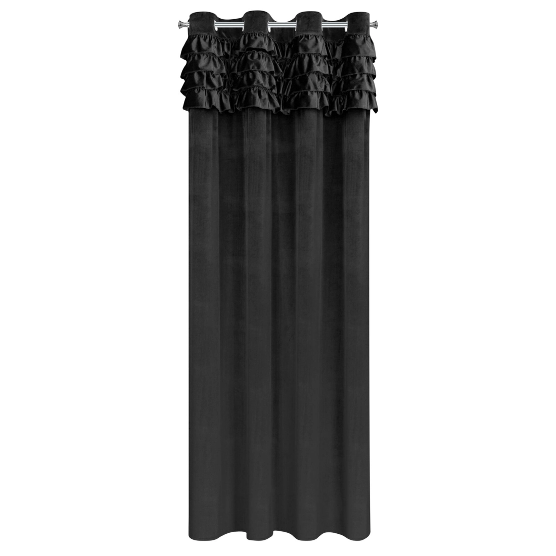 Záves 140x250 cm zamatový čierny na kovové krúžky ERIN