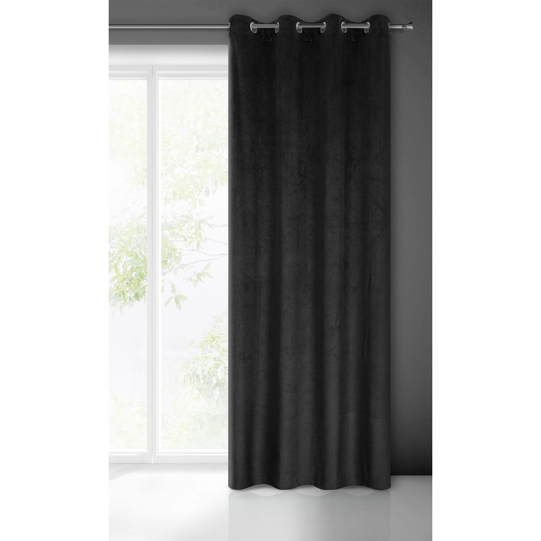 Záves 140x250 cm zamatový čierny na kovové krúžky LILI