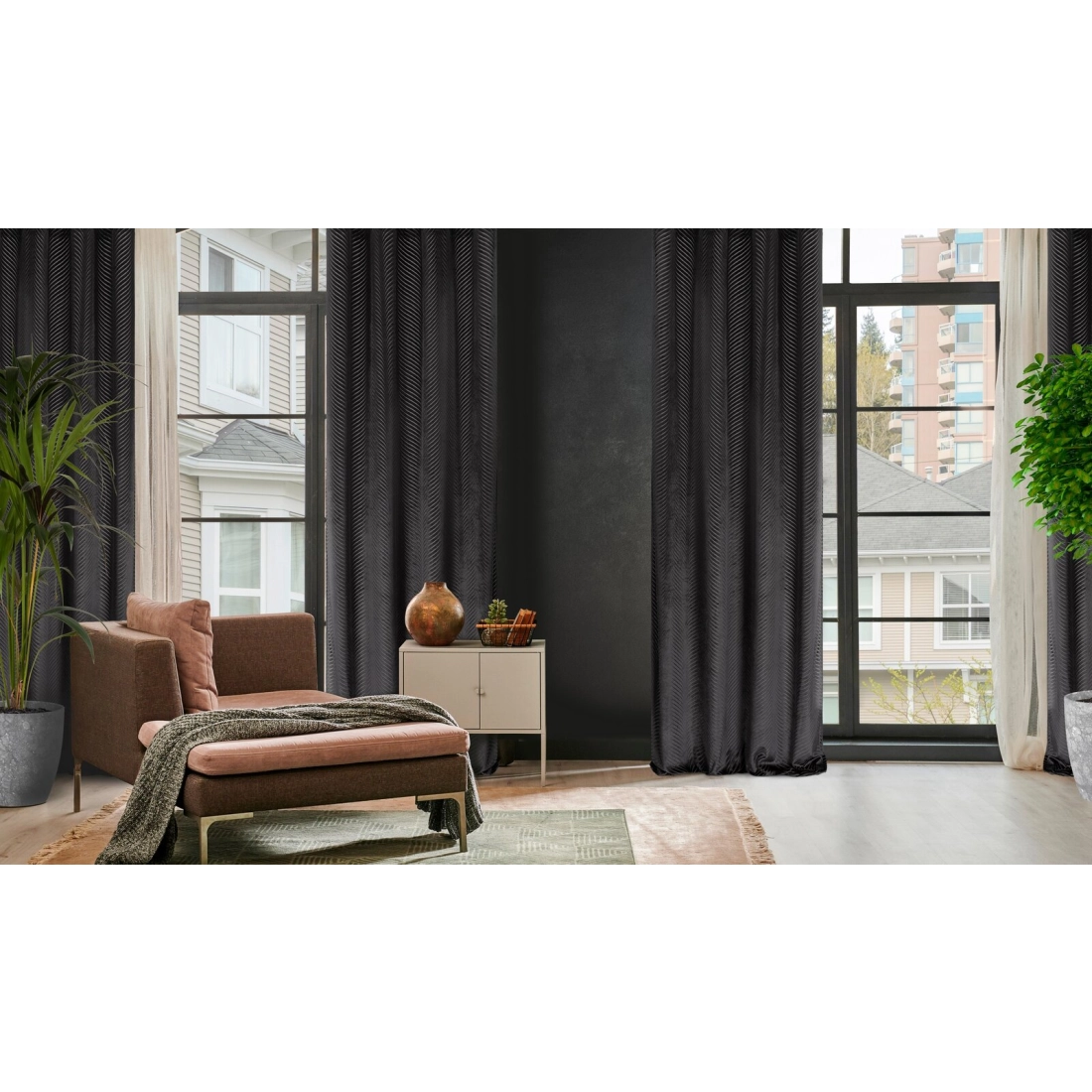 Záves 140x250 cm zamatový čierny na kovové krúžky LUSSI