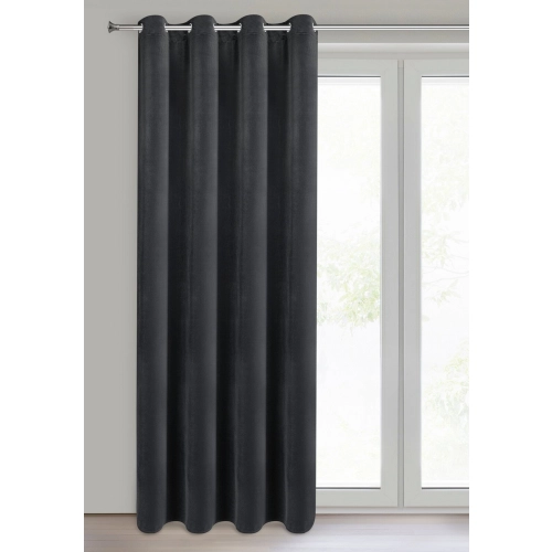 Záves 140x250 cm zamatový čierny na kovové krúžky NITA