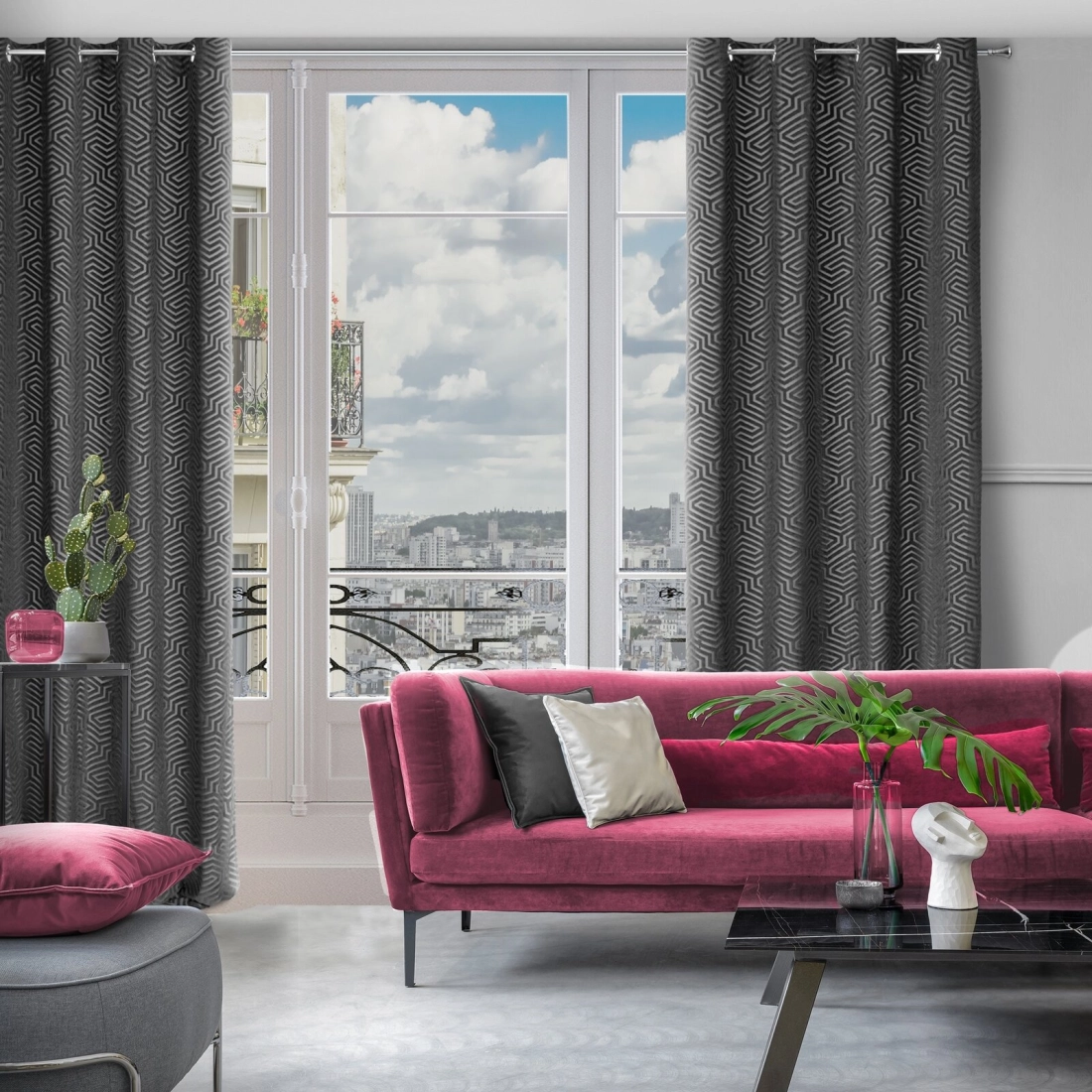 Záves 140x250 cm zamatový čierny na kovové krúžky Pierre Cardin