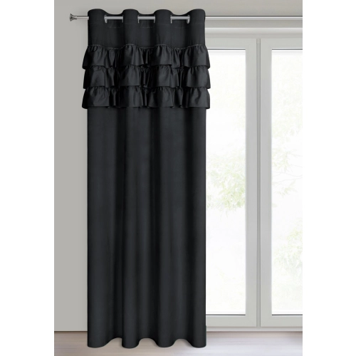 Záves 140x250 cm zamatový čierny na kovové krúžky SAMI